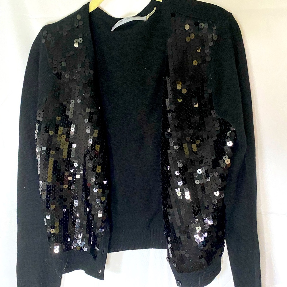 Black long sleeve Marc New York cardigan with sequins on front, size medium